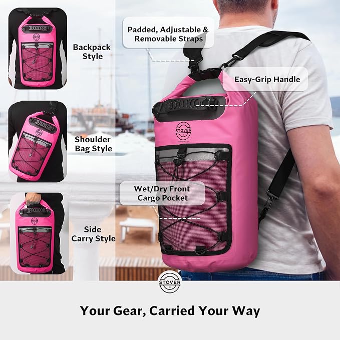 STOVER 5/10/25/30/40/55L Waterproof Dry Bag- Roll-Top Backpack w/Phone Case- Kayaking, Hiking, Camping, Boating- Men/Women