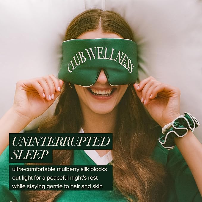 Slip Pure Silk Blockout Sleep Mask – Comfort Mask Made with Slipsilk™ 100% Mulberry Silk, Adjustable Strap, Light-Blocking Eye Mask for Deep Sleep & Travel – Club Wellness