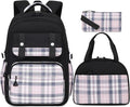 MUSEVOS Girls Backpack with Lunch Bag, Elementary Middle School Backpack, Large Capacity Kids Bookbag 3 Pcs Set