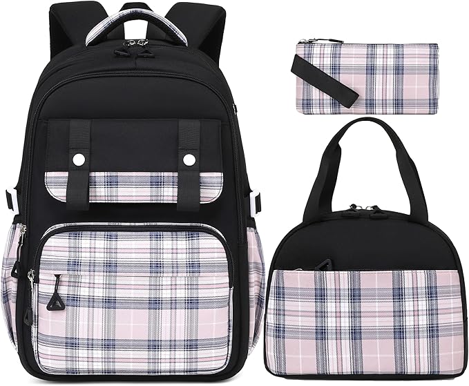 MUSEVOS Girls Backpack with Lunch Bag, Elementary Middle School Backpack, Large Capacity Kids Bookbag 3 Pcs Set
