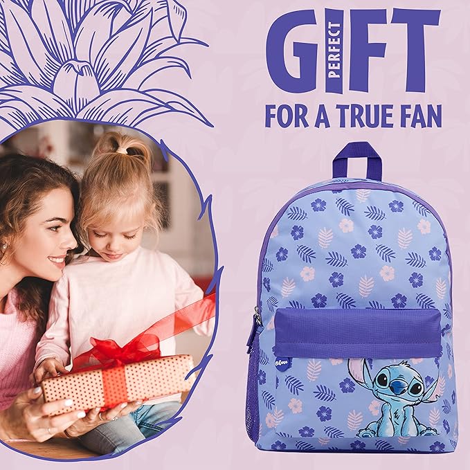 Disney Stitch Backpack for Girls Teens School Bag Kids Book Bag School Supplies Gifts (Purple)
