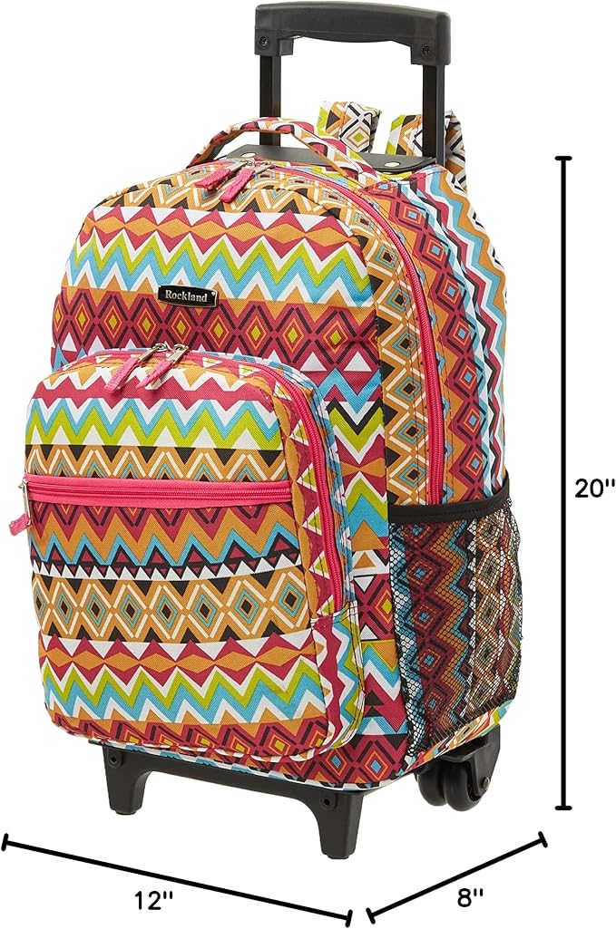 Rockland Double Handle 17" Rolling Backpack, Tribal