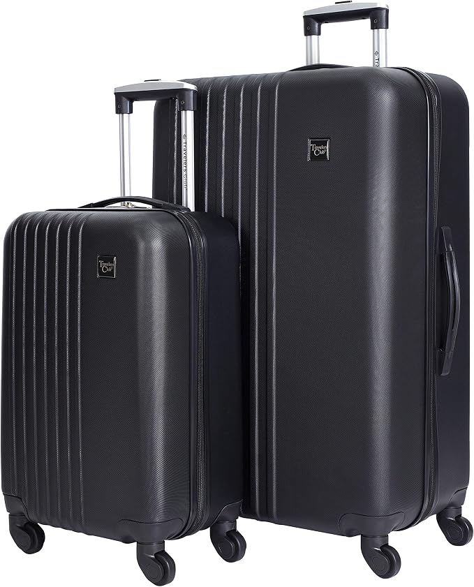 Travelers Club Cosmo Luggage, Black-2 Piece Set (28"/20")
