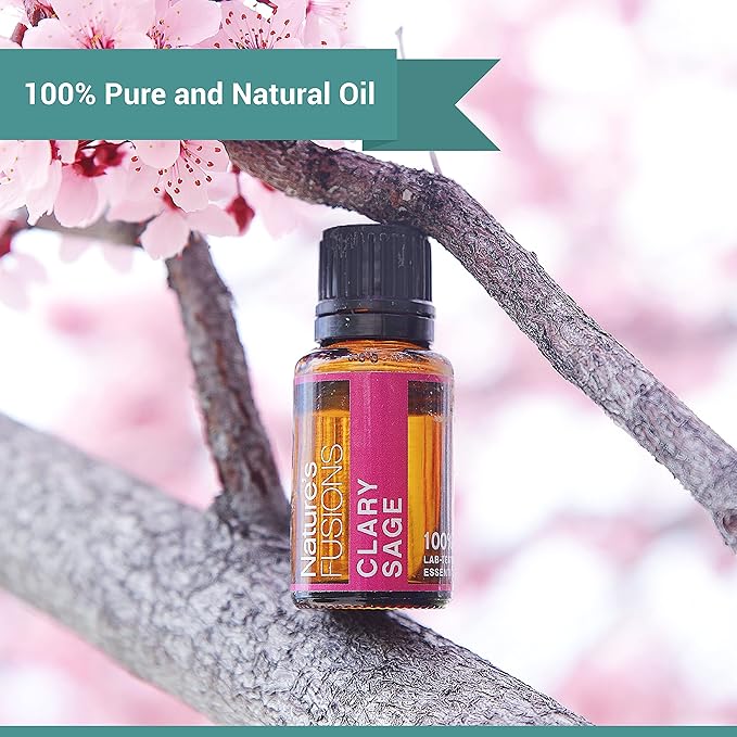 Nature's Fusions Clary Sage, 100% Pure and Natural Essential Oils, Undiluted, Therapeutic Grade for Aromatherapy and Topical Use, .5 Fl Oz (Pack of 1) (15 mL)