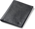 Allett Travel Wallet, Onyx Black | Leather, Thin Bifold, RFID Blocking, Minimalistic, Front Pocket | Holds Up To 10 Cards & Passport | For Men & Women