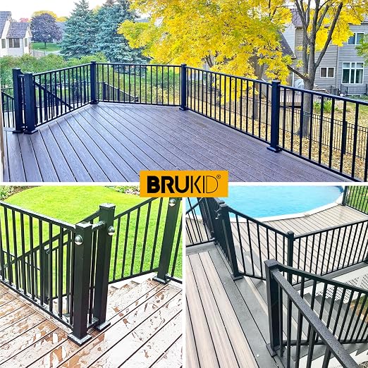 2" Post Base Cover and Skirt, Indoor/Outdoor Iron Deck Railing, Stair Post Decorative Covers (8Pack-Black)