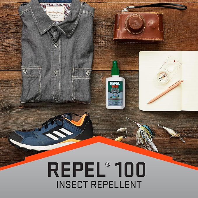 Repel 100 Insect Repellent, 4 Ounces, With DEET, 10-Hour Protection Long- Lasting Insect Repellent Pump Spray Repels Mosquitoes, Ticks, Gnats, Biting Flies, Chiggers And Fleas, 6 Pack