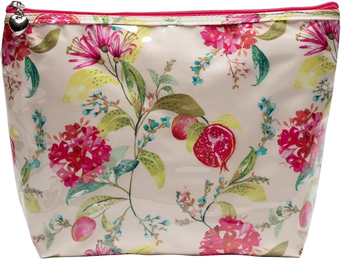 Jacaranda Living Medium Cosmetic Bag – Waterproof PVC-Lined Makeup & Toiletry Bag for Women, Zipper Organizer for Skincare, Cosmetics & Travel Essentials, Pomegranate