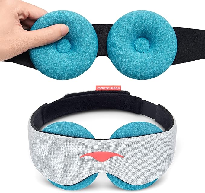 Manta Cool Sleep Mask – Blackout Eye Mask with Reusable Cooling Pads, Zero Eye Pressure and Adjustable Strap for Soothing Cool Relief