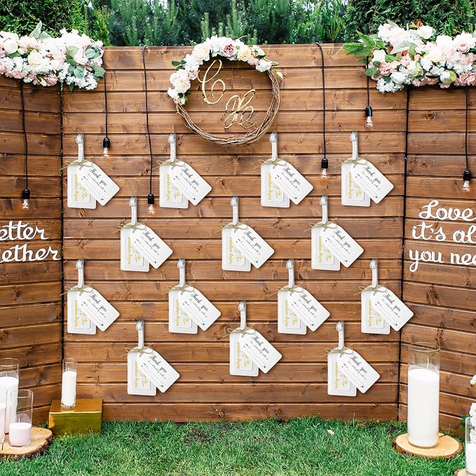 Sweetude 48 Sets Bulk Luggage Tags Wedding Favors and So The Adventure Begins Leather Luggage Tags for Suitcases with Name Card for Travel Themed Bridal Shower Graduation Party Favor(White)