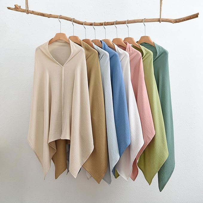TADO MUSLIN 2-Pack Nursing Covers for Breastfeeding, 100% Organic Cotton Muslin Nursing Cover for Mom, Soft Breathable Breastfeeding Cover, Full Privacy Cover for Nursing, Regular Coverage Brown Beige