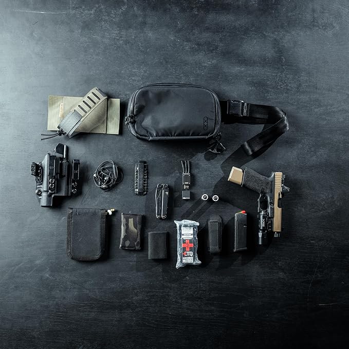 Eberlestock Fade Flex - Concealed Carry Waist Bag - Tactical Men's Fanny Pack with Adjustable Waist Belt - 10” W x 6”H x 3” D - Black