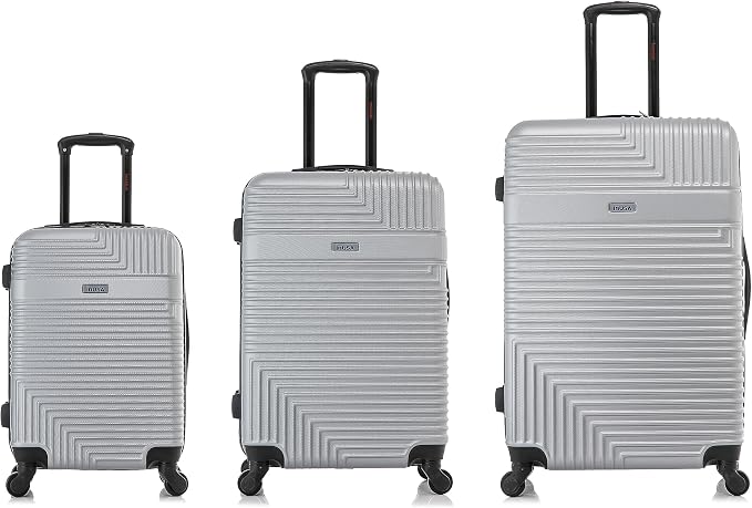 InUSA RESILIENCE Luggage with Spinner Wheels | Spacious Durable Lightweight Hardshell Suitcase, Travel Sets with Handle and Trolley | (20/24/28) 3 Piece Luggage Set | Silver
