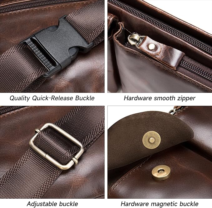 NIUCUNZH Cowhide Waist Fanny Pack-Genuine Leather and Slim with Adjustable Waistband Oil Coffee