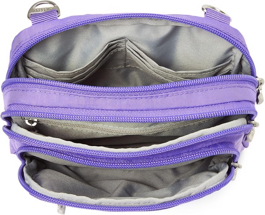 Baggallini Triple Zip Small Crossbody Bag for Women - Lightweight Convertible Fanny Pack Belt Bag