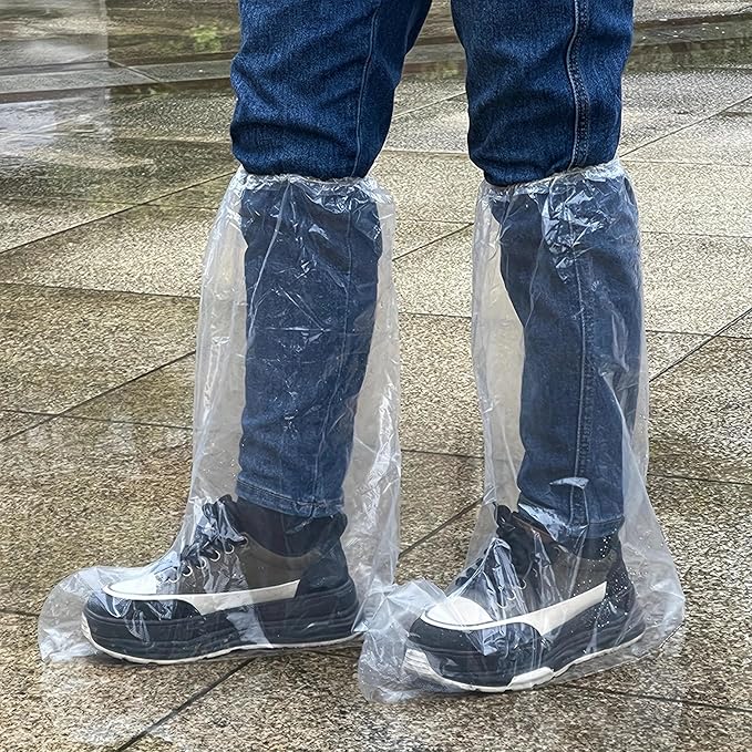 Fancystyle Pack of 400 Disposable Thicker Boot and Shoe Covers 19 inch Tall Extra Large Resistant Water/Skid Resistant Clear (400)