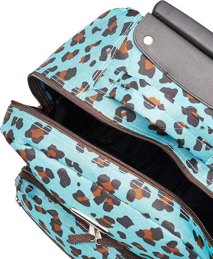 Rockland Double Handle 17" Rolling Backpack, Blue Leopard