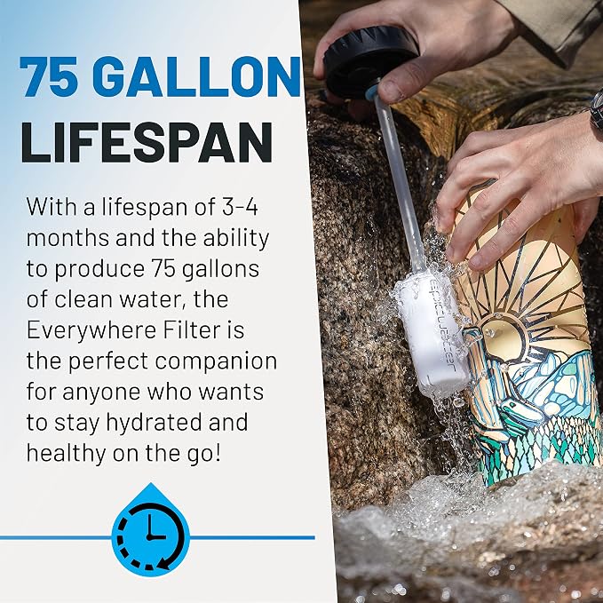 Epic Water Filters Nalgene OG Water Bottle with Filter, USA Made, BPA Free, Removes 99.99% Tap Water Contaminants, Forever Chemicals, Honnold Foundation Art, 48 oz