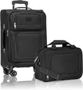 U.S. Traveler Rio Lightweight Softside Rolling Carry-on Suitcase, 4-Wheel Set, Black