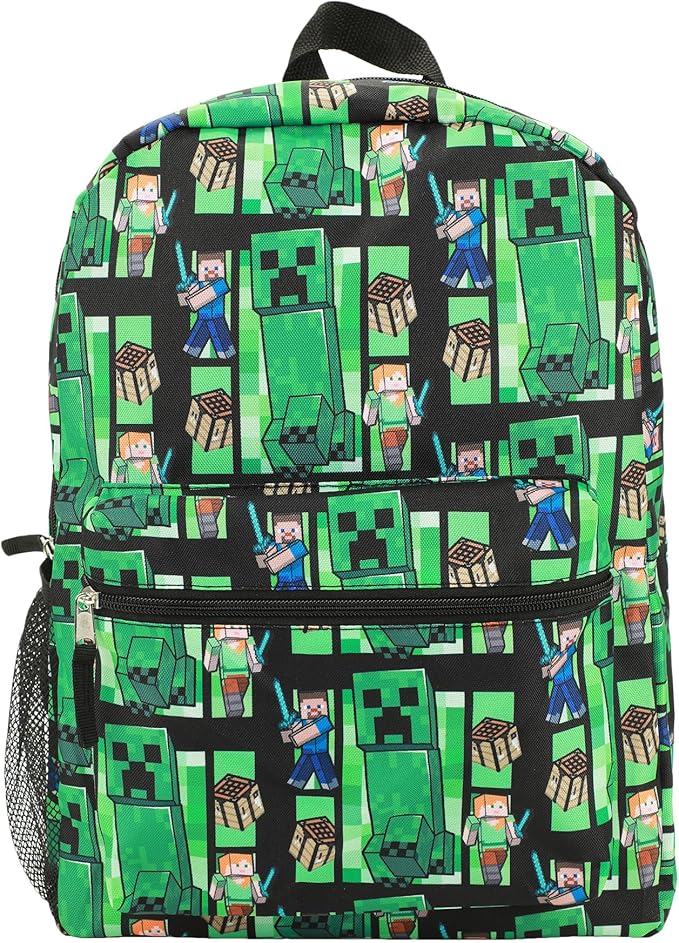 Bioworld Minecraft Creeper All-Over Print 18" Backpack