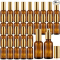 Roshtia 30 Pcs Glass Spray Bottle Clear Empty Bottles Small Refillable Reusable Perfume Bottle with Fine Mist Sprayer Pump for Face Body Travel(2 oz,Amber)