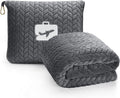 EverSnug Travel Blanket & Pillow 68x42 - Premium Ultra-Soft Microfleece 2 in 1 Compact & Packable Flight Blanket with Soft Bag Pillowcase, Hand Luggage Sleeve and Backpack Clip (Grey)
