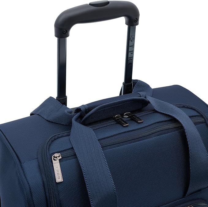 TPRC 15" Smart Underseat Carry-On Luggage with USB Charging Port, Navy Blue
