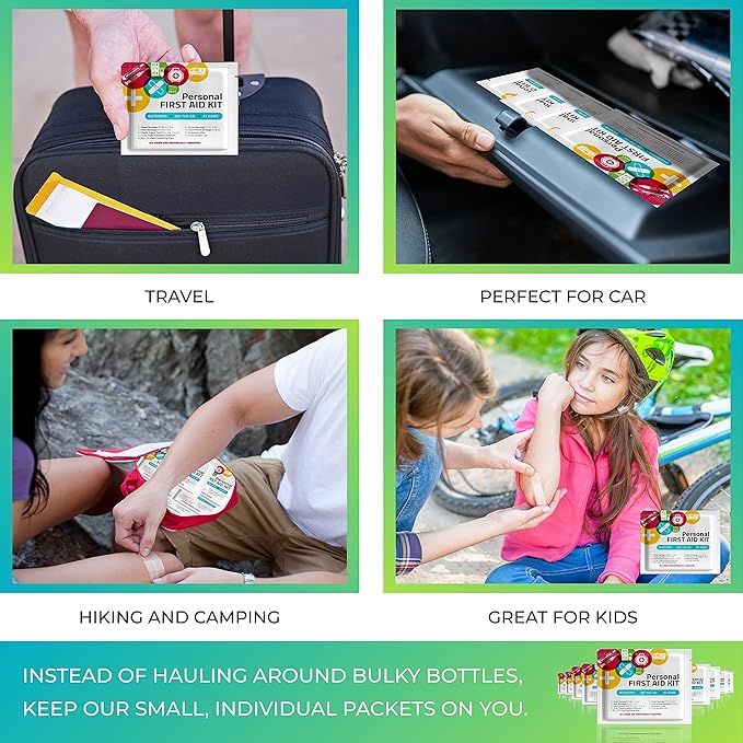 First Aid Emergency Medical Kit Mini and Travel Size - | Great for Kids, Schools, Business, Hiking, Camping | Wound Care Products (Multi-Color) (100)