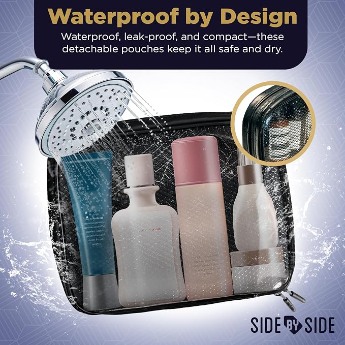Slim Toiletry Bag for Travel – Flat Hanging Dopp Kit for Men, TSA-Approved Shaving Organizer with Leak-Proof Detachable Pouches, Waterproof & Compact, Gift-Ready