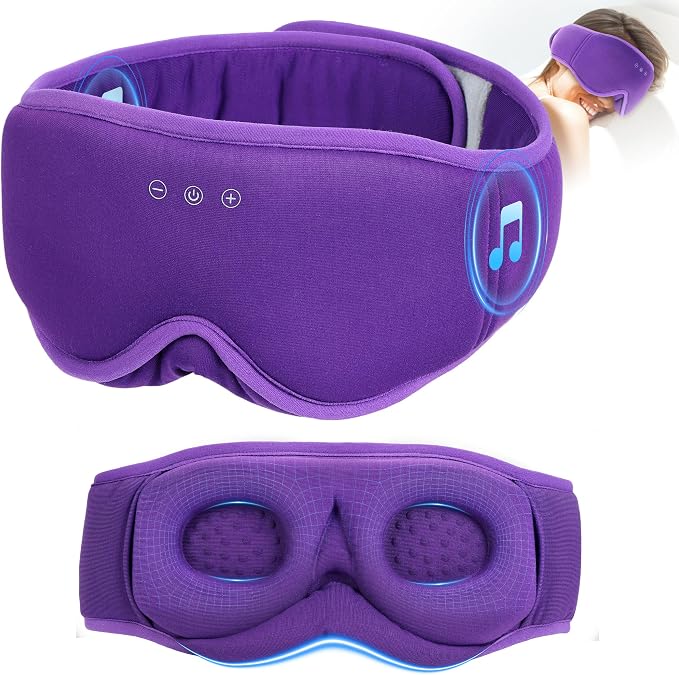 MUSICOZY Sleep Mask Headphones Bluetooth 5.4, 3D Blackout Eye Mask with Wireless Music Earphones, Hi-Fi Sound＆Long Battery Life Sleeping Headphones for Side Sleepers, Uniqe Gift for Men Women Travel