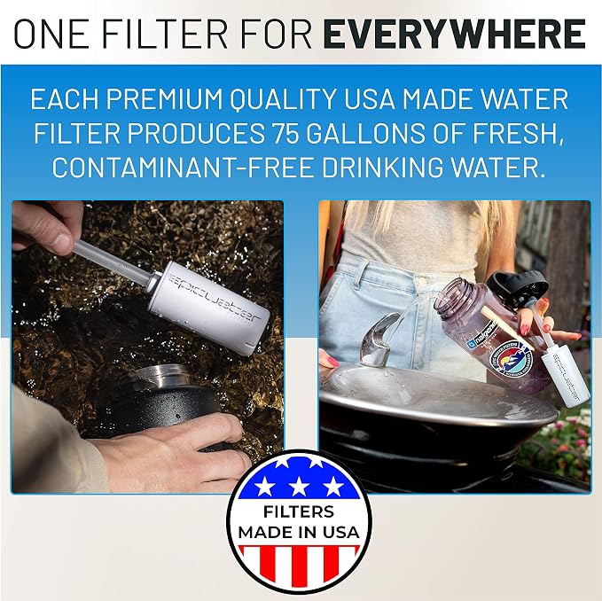 Epic Water Filters Nalgene OG Water Bottle with Filter, USA Made, BPA Free, Removes 99.99% Tap Water Contaminants, Forever Chemicals, Honnold Foundation Art, 48 oz