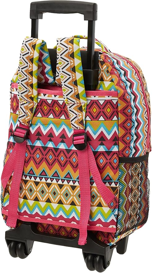 Rockland Double Handle 17" Rolling Backpack, Tribal