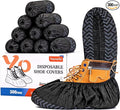 X-Large Shoe Covers Disposable [300-Pack] - Black Non-Woven Fabric Disposable Shoe Covers for Indoors, Fits Men's Size 13 | Durable, Slip-Resistant Boot Covers | Protect Floors, Shoes & Booties