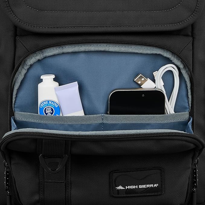 High Sierra Lineage Flap Backpack- Black