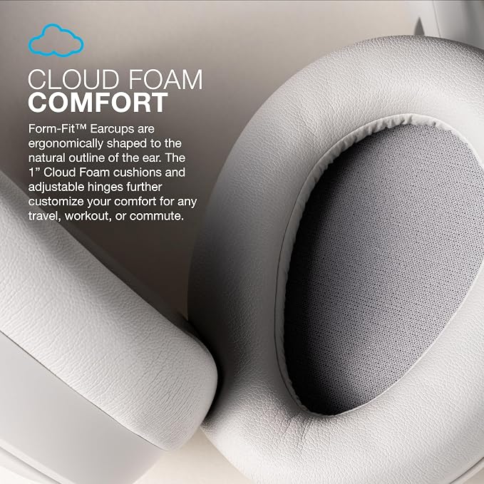 JLab JBuds Lux ANC, Over Ear Headphones, Active Noise Cancelling, Bluetooth, Cloud White