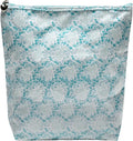 Jacaranda Living Large Cosmetic Bag - Water-Resistant, PVC-Lined - Aqua Trellis