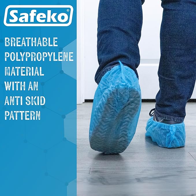 Premium Disposable Boot & Shoe Covers Booties, Durable, Non-Slip, Non-Toxic, Recyclable Protectors, Fits Most Shoes - Blue - 10 Packs of 100 (1000)