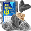 Premium Boot & Shoe Covers Disposable Booties - 50 Pack - Durable, Non-Slip, Non-Toxic, Water Resistant, Recyclable Protectors for Indoor & Outdoor - Large Size Fits Most Shoes