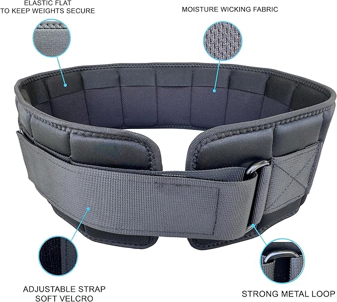 W8FIT Adjustable Weighted Belt for Women & Men, Up to 20 LBS – Rucking Belt for Walking, Hiking & Strength Training