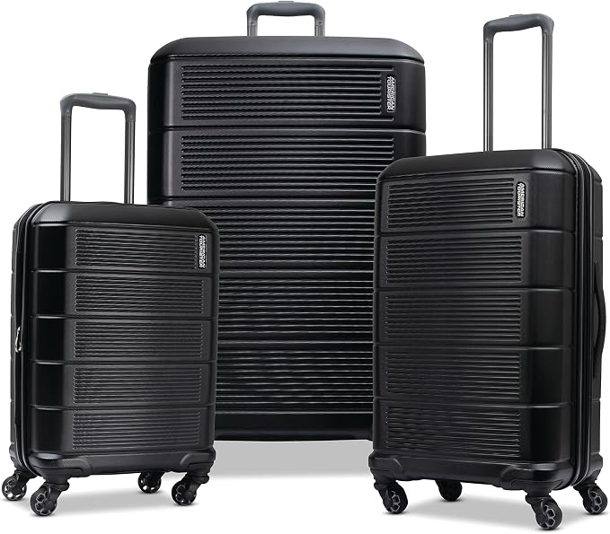American Tourister Stratum 2.0 Hardside Expandable Luggage with Spinners | Jet Black | 3PC (CO/MED/LG)