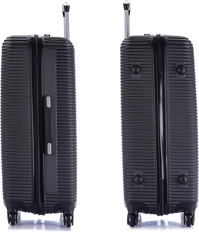 InUSA ROYAL Hardside Luggage Set with Spinner Wheel | Spacious Travel Suitcases with Ergonomic GEL Handle and Studs | (20/24/28) 3 Piece Luggage Set | Black