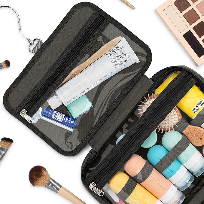 Eco Sun Hanging Travel Toiletry Bag — Designed in Hawaii — Water-resistant Travel Organizer for Bathroom Accessories (Grey)