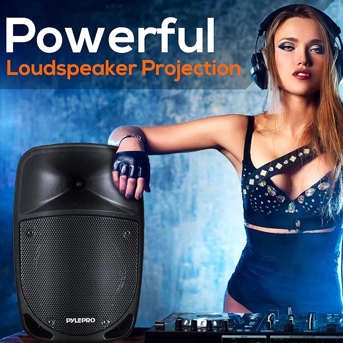 Pyle 800W Portable Bluetooth PA Speaker - 8’’ Subwoofer, LED Battery Indicator Lights w/ Built-in Rechargeable Battery, MP3/USB/SD Card Reader, and UHF Wireless Microphone - Pyle PSBT85A,Black