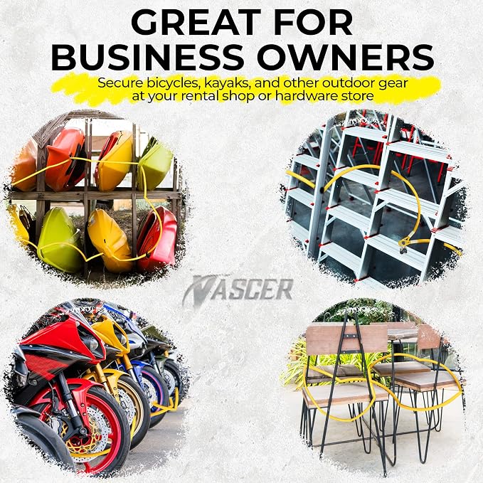 Vascer Commercial Heavy Duty Braided Galvanized Steel Theft Deterrent Security Cable with Looped Ends. (1/2 Inch Thick, 7x19 Construction, 20 Feet)