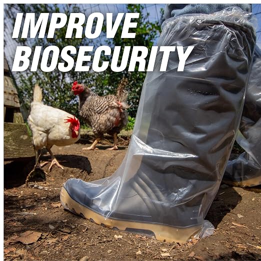 SHARPLEX 3 MIL Elastic Top Protective Boot Cover for Farm Operations, Biosecurity and Barrier Protection, Bag of 50 (25 Pairs), XL, 15.75” Long, 19.68” High