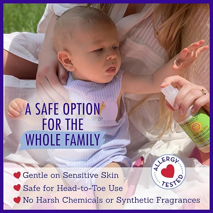 California Baby Natural Bug Spray Travel Size | DEET Free Mosquito Repellent | Baby + Kids Bug Spray | Citronella Spray | Great Smell | 59 mL / 2 oz