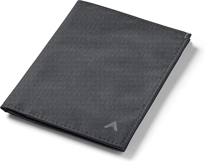 Allett Travel Wallet, Jet Black | Nylon, Thin Bifold, RFID Blocking, Minimalistic, Front Pocket | Holds Up To 10 Cards & Passport | For Men & Women