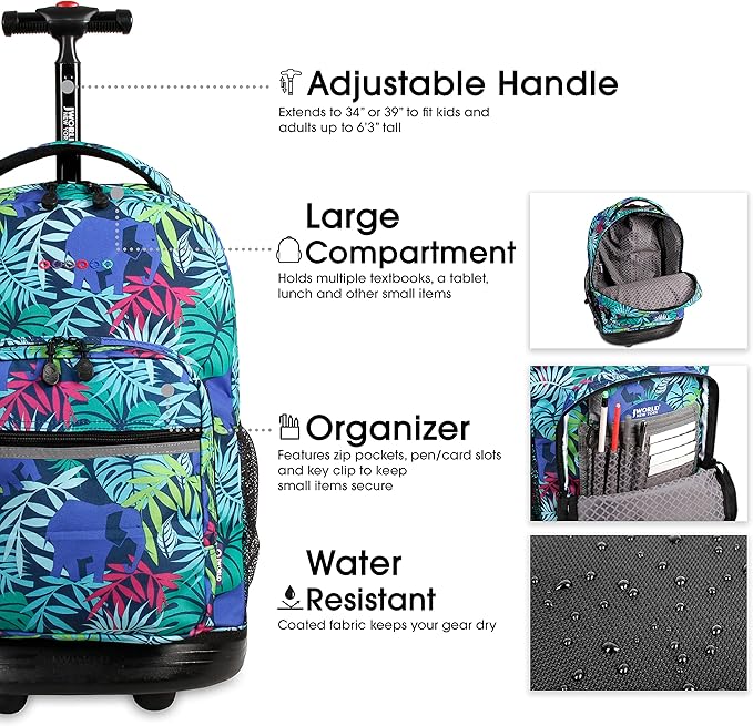 J World New York Sunrise Rolling Backpack Backpack, SAVANNA, 18"