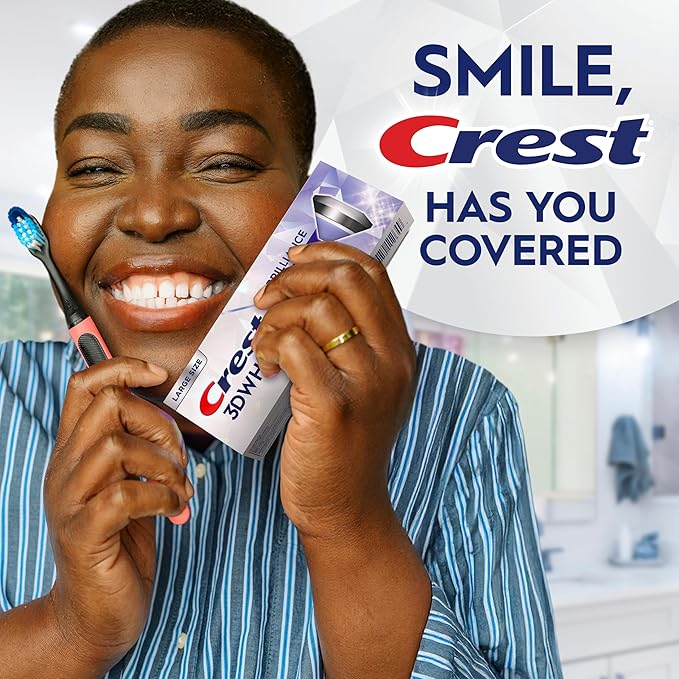 Crest 3D White Brilliance Luminous Purple Teeth Whitening Toothpaste, 4.6 oz Pack of 3, Anticavity Fluoride Toothpaste, Fights 100% More Surface Stains, 24 Hour Active Stain Prevention