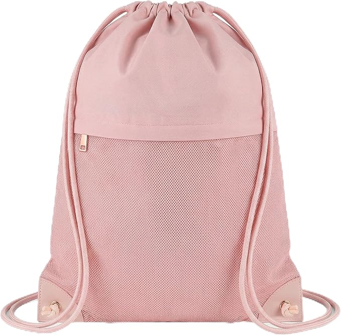 TILYMOL Drawstring Backpack Gym Bag - String Gym Bag for Men & Women, Lightweight Cinch Sports Sackpack for Beach, Travel, Yoga, Swimming, Pink